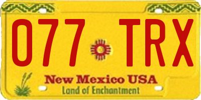 NM license plate 077TRX