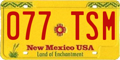 NM license plate 077TSM
