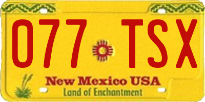 NM license plate 077TSX