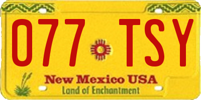 NM license plate 077TSY