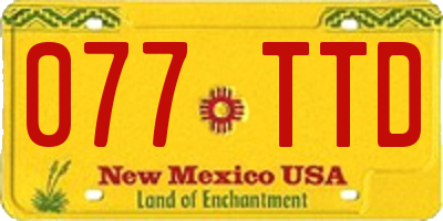 NM license plate 077TTD