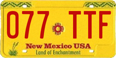 NM license plate 077TTF