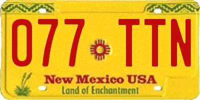 NM license plate 077TTN