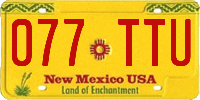NM license plate 077TTU