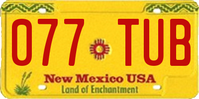 NM license plate 077TUB