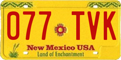 NM license plate 077TVK