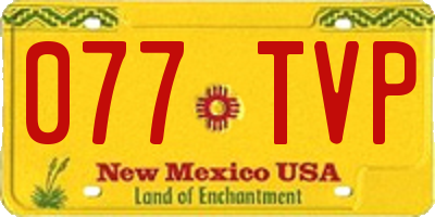 NM license plate 077TVP