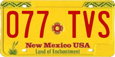 NM license plate 077TVS