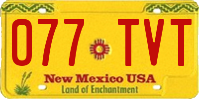 NM license plate 077TVT
