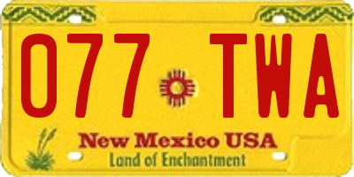 NM license plate 077TWA