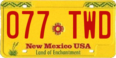 NM license plate 077TWD