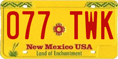 NM license plate 077TWK
