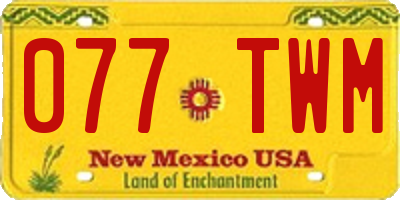 NM license plate 077TWM