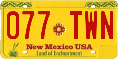 NM license plate 077TWN