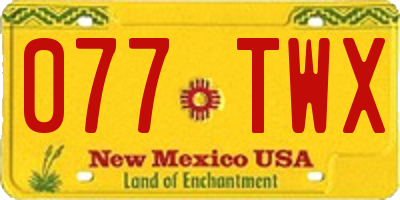 NM license plate 077TWX
