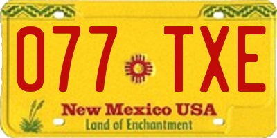 NM license plate 077TXE