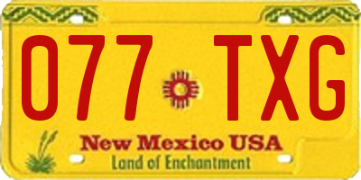 NM license plate 077TXG