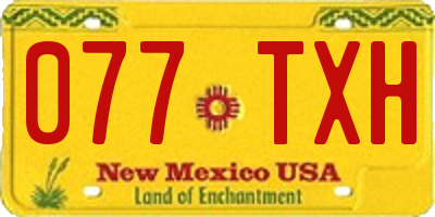 NM license plate 077TXH