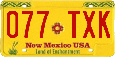 NM license plate 077TXK