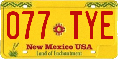 NM license plate 077TYE