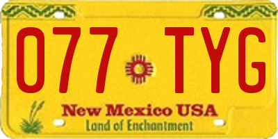 NM license plate 077TYG