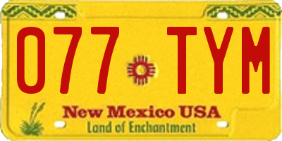 NM license plate 077TYM