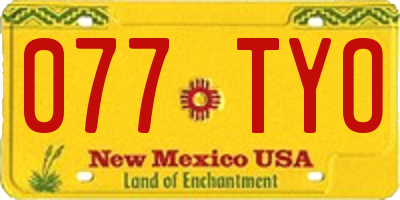 NM license plate 077TYO