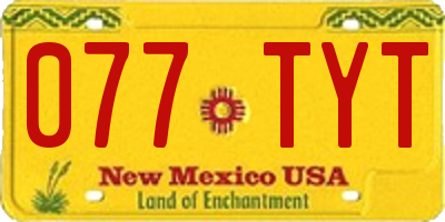 NM license plate 077TYT