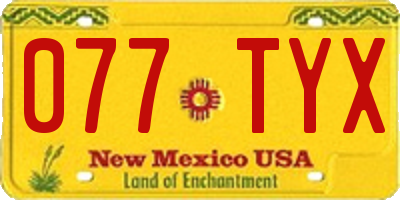 NM license plate 077TYX