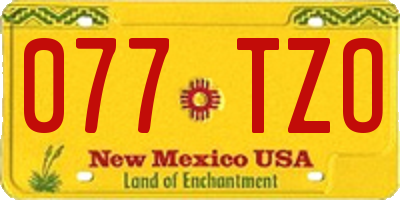 NM license plate 077TZO