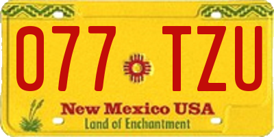 NM license plate 077TZU