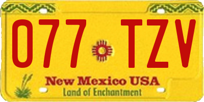 NM license plate 077TZV