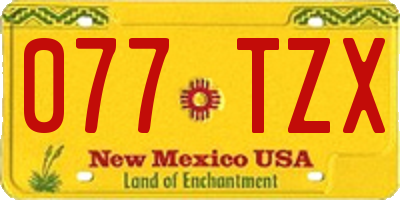 NM license plate 077TZX