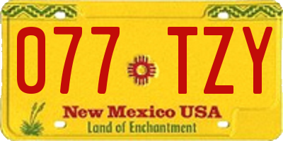 NM license plate 077TZY