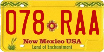 NM license plate 078RAA