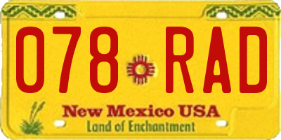 NM license plate 078RAD