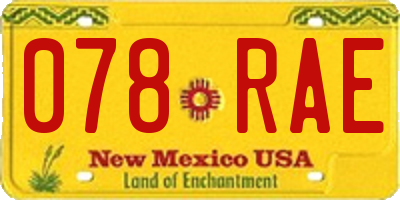 NM license plate 078RAE