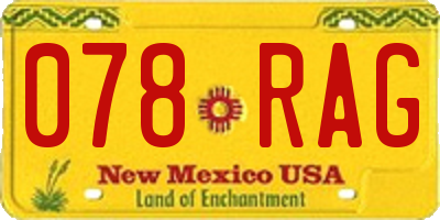 NM license plate 078RAG