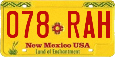 NM license plate 078RAH