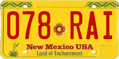 NM license plate 078RAI