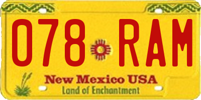 NM license plate 078RAM