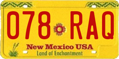 NM license plate 078RAQ