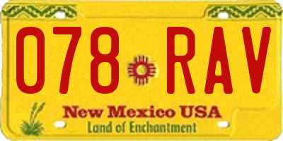 NM license plate 078RAV