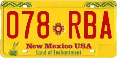 NM license plate 078RBA