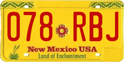NM license plate 078RBJ