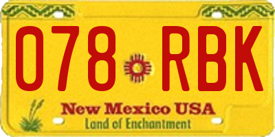 NM license plate 078RBK