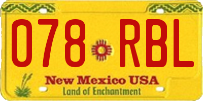 NM license plate 078RBL
