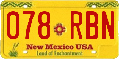 NM license plate 078RBN