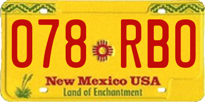NM license plate 078RBO