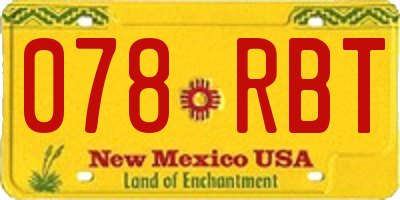 NM license plate 078RBT